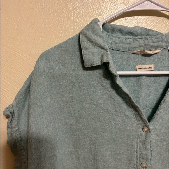 Weatherproof Linen Light Blue Button-Down Shirt - Picture 5 of 8